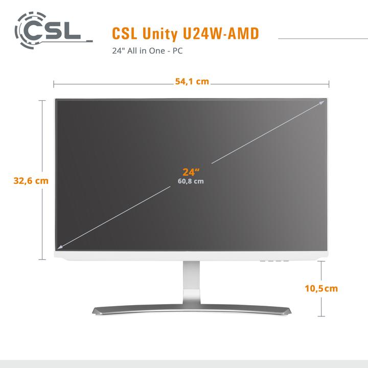 Actual product image CSL All-in-One-PC Unity U24W-AMD / 5700G / 1000 GB / 16 GB / Windows 11 Home (AMD Ryzen 7 5700G, 16 GB, 1000 GB, AMD Radeon Graphics)