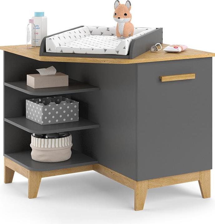 Produktbild VitaliSpa Wickelkommode Malia, Grau/Eiche, 85 x 85.2 cm mit Tür