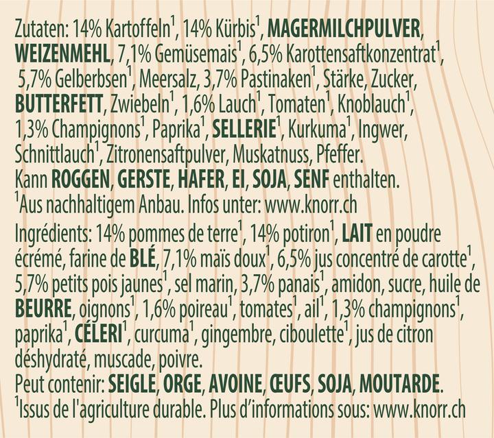 Nährwerte und Zutaten Knorr Gemüsesuppe