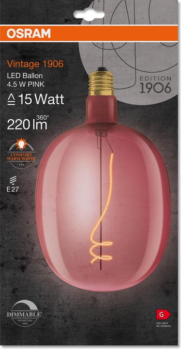 Actual product image Osram Vintage 1906 (E27, 4.50 W, 220 lm, 1 x, G)