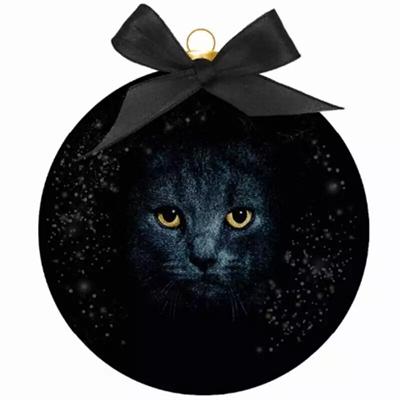 Produktbild Plenty gifts kerstbal frosted zwarte kat ogen zwart