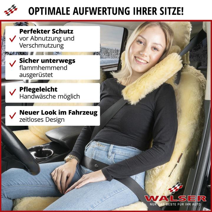 Actual product image Walser Maya lambskin car seat cover, single seat car cover, lambskin cover black