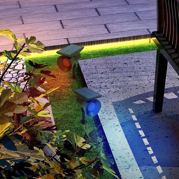 Actual product image Swisshandel24 Solar lights, 2 solar lamps, 2 light colours, floor/wall mounting, IP54 waterproof, black (IP54)