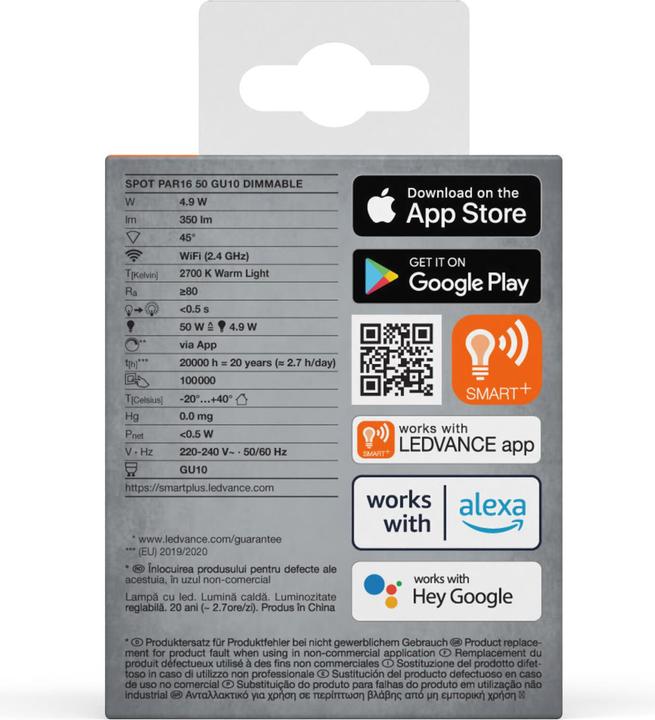 Image du produit Ledvance Smart+ Wifi Spot (GU10, 5 W, 350 lm, 1 x, G)