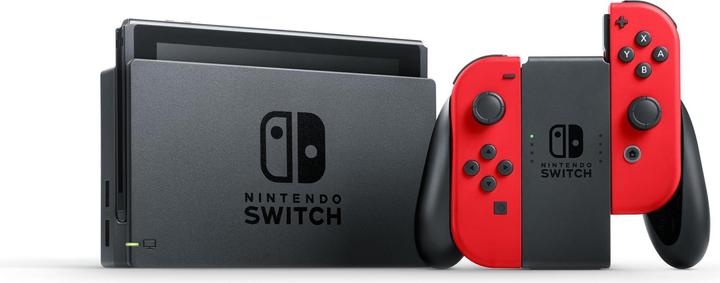 Image du produit Nintendo Switch Rouge + Code de téléchargement Super Mario Odyssey + Autocollant du film Super Mario Bros.