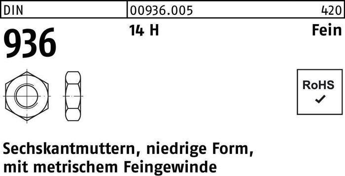 Image du produit Écrou hexagonal DIN 936 M 38 x 1,5 14 H (M38)