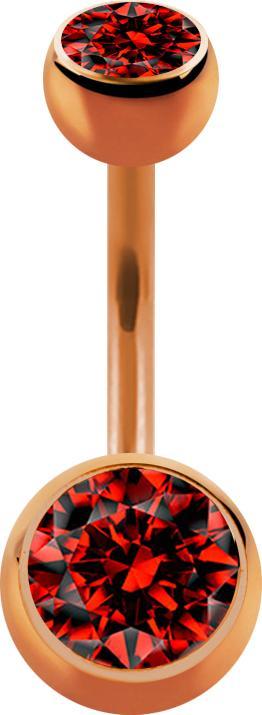 Immagine prodotto Star Piercing Banana oro rosa con due sfere di cristallo rosso (Acciaio chirurgico 316L, senza ottone)