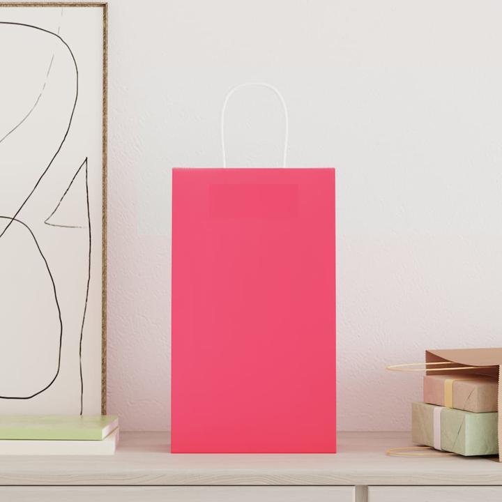 Actual product image VidaXL Kraft paper bags 50 pcs. with handle Pink 21x11x36 cm Paper bag (Gift bag, 50 x)