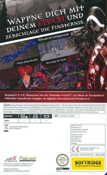 Actual product image NIS Ys IX: Monstrum Nox Pact Edition (Switch, Switch Lite, Switch OLED, DE)