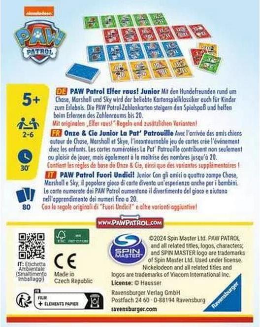 Actual product image Ravensburger 20953 PAW Patrol Elfer raus! Junior - Simple card game for 2-6 players 5+ (German, French, Italian)