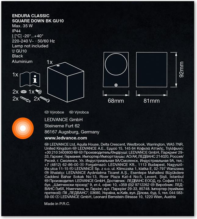 Actual product image Ledvance Endura Classic Square (GU10, IP44)