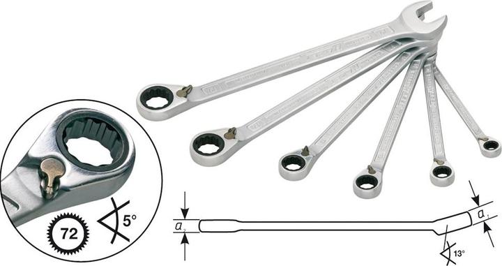 Actual product image HAZET Ratcheting combination wrench set 606/6-1 ∙ Outside 12-point traction profile ∙ 21 - 32 ∙ Num… (32 mm, 24 mm, 22 mm, 21 mm, 27 mm, 30 mm)
