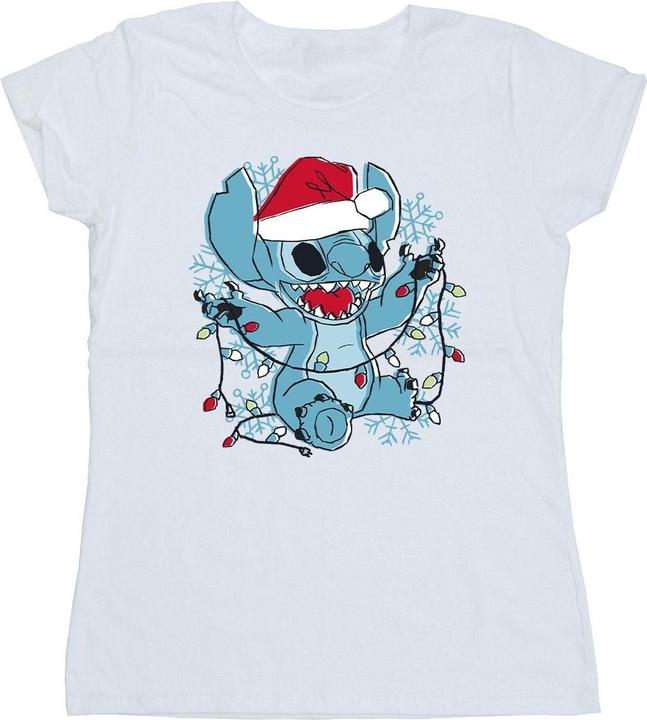 Disney Lilo And Stitch Christmas Lights Sketch TShirt (L)