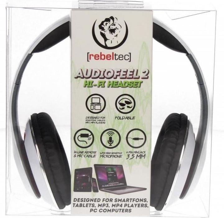 Immagine prodotto Rebeltec wired headphones AUDIOFEEL2 white (Nessuna soppressione del rumore, Senza fili)