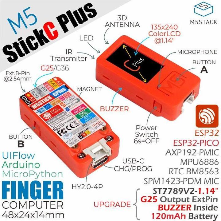 Produktbild M5Stack M5StickC Plus ESP32-pico