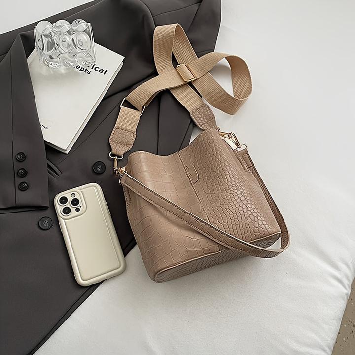 Produktbild Only-Bags.Store Bucket Bag mit Krokodilmuster - Vielseitige Schulter- und Umhängetasche, schmutzabweisendes