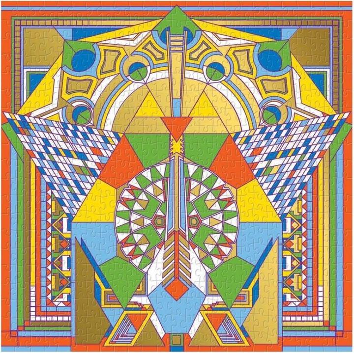 Actual product image Abrams & Chronicle 57815 - Frank Lloyd Wright Imperial Hotel Peacock Rug - Foil Puzzle, 500 Pieces (500 pieces)