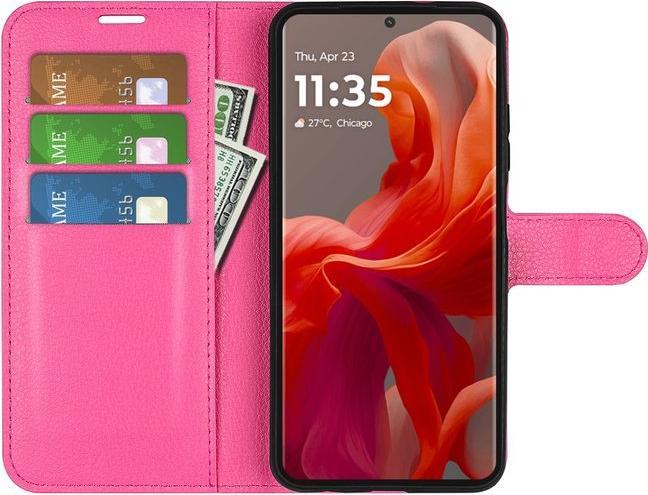 Actual product image MU Classic Litchi Leather Bookcover Series (Motorola Moto G85)