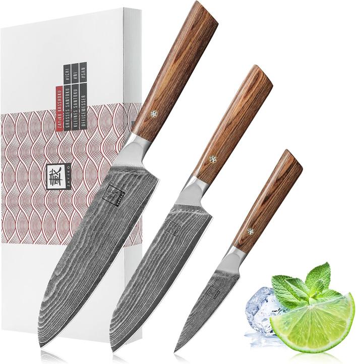 Produktbild Zayiko Kasshoku Damastmesser-Set (3-teilig) mit VG10 Kern (18 cm)