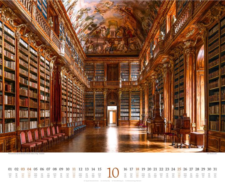 Actual product image Welt der Bücher - Bibliotheken-Kalender 2026 (54 x 48 cm, Hardcover, English, French, German)