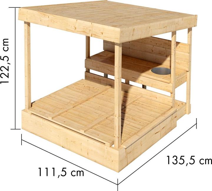 Immagine prodotto Karibu Sandkasten Max mit Dach und Matschküche