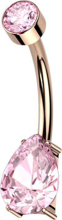 Actual product image Star Piercing Banane Innengewinde rosegold Zylinder Kristall pink Kristalltropfen pink (Titanium G23, without brass)