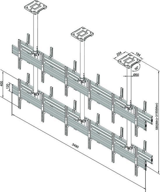 Actual product image Multibrackets M Ceiling Mount Pro MBC3X2U2 (Ceiling, 65", 360 kg)
