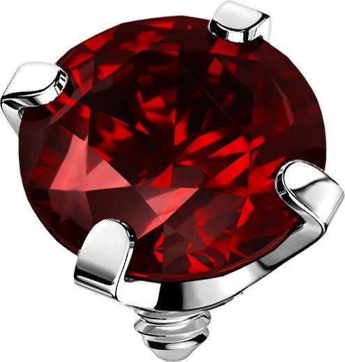 Produktbild Star Piercing Dermal Anchor silber Kristall rot gefasst (ohne Messing, Chirurgenstahl 316L)
