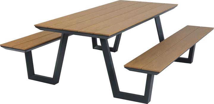 Produktbild Axi Nori Picknicktisch mit 2 Bänken - Anthrazit/Teak-Look (200 cm)