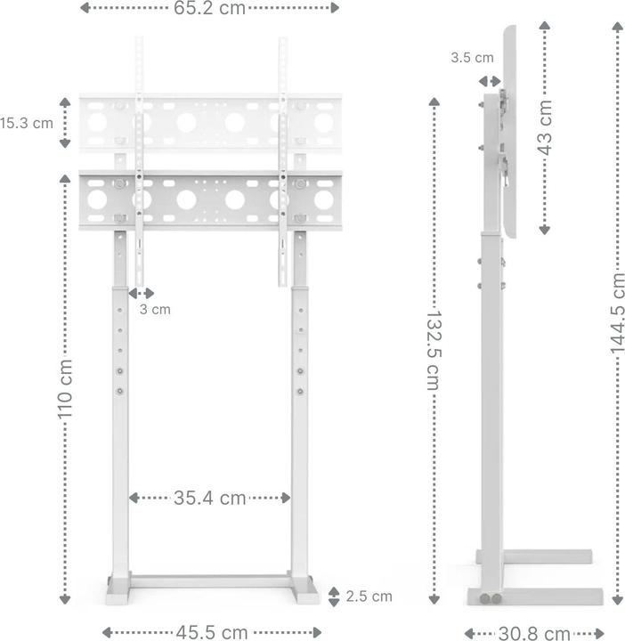 Immagine prodotto Hermex Universal TV-Ständer LCD Fernseher Bildschirm Standfuss Display Weiss (65", 40 kg)