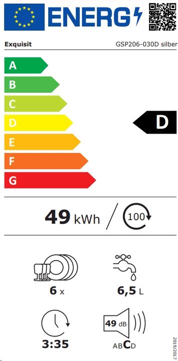 Energie-Label Exquisit GSP206-030D Silber Grossgeräte