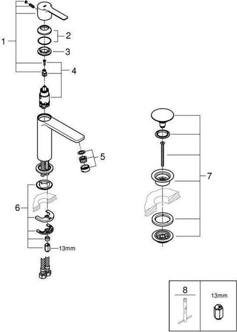 Produktbild Grohe Lineare Einhand-Waschtischbatterie S-Size