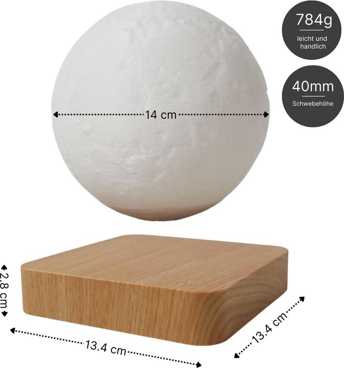 Immagine prodotto Hermex Luce notturna lunare a levitazione magnetica lampada da comodino lampada lunare luce d'atmosfera
