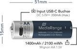 Immagine prodotto MediaRange Ricaricabile USB-C (4 pz., AA, 1400 mAh)