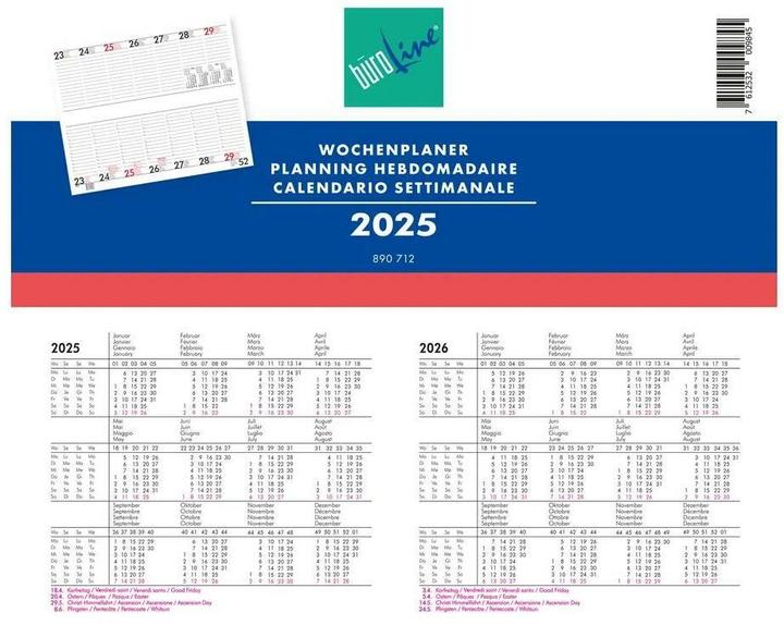 Actual product image BüroLine Weekly planner 890712 D/F/I/E, 2023 (Quadrate, No binding, German, English, French, Italian)