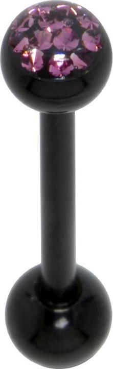 Produktbild Bijouteria Zungenpiercing (Chirurgenstahl 316L, Epoxiharz, Kristall, PVD Beschichtung (schwarz))