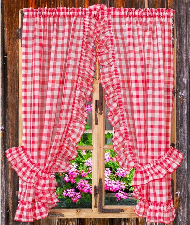 Actual product image Casa Leon Ready made curtain valances Vitragen, red-white (95 x 130 cm)