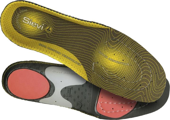 Sievi Dual Comfort Plus: High Arch, Unisex, Vuxen, Komfort-innersula, Svart, Grå, Röd, Gul, EUE, 1 s