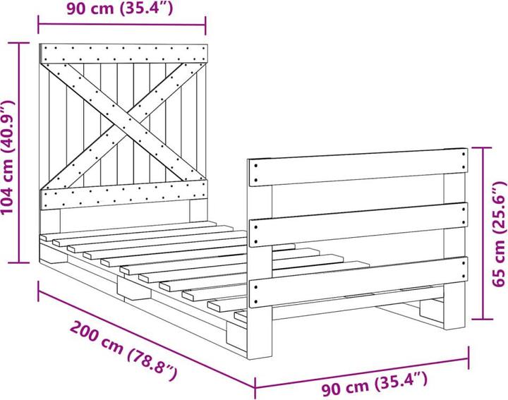Immagine prodotto VidaXL Letto con testiera in pino (90 x 200 cm)
