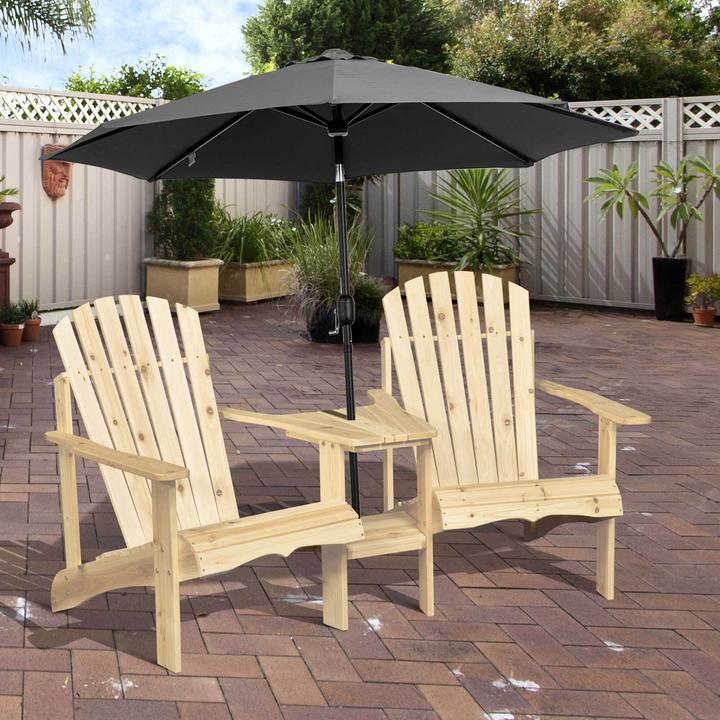 Actual product image Outsunny Garden Bench with Table and Umbrella Hole
