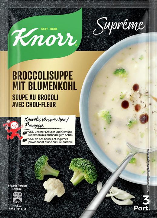 Immagine prodotto Knorr Suprême zuppa di broccoli con cavolfiore e patate, bustina Zuppa extra cremosa, pasto pronto