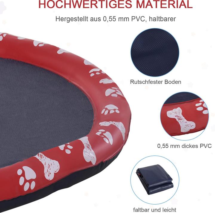 Produktbild PawHut Hunde-Planschbecken Kunststoff Rot (Hundepool)
