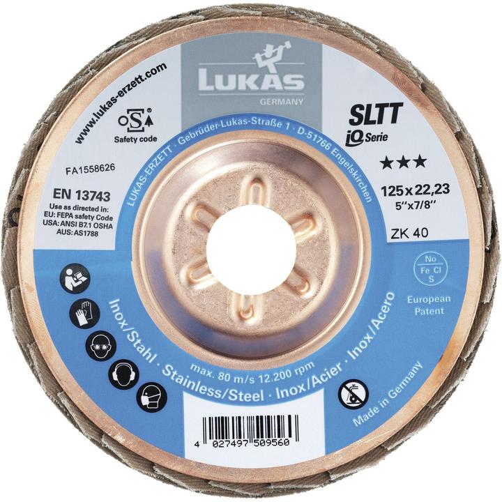 Produktbild Schleiflamellenteller SLTT 125 Korn 40 Zirkonkorund Stahlträger VPE: 10 (40)