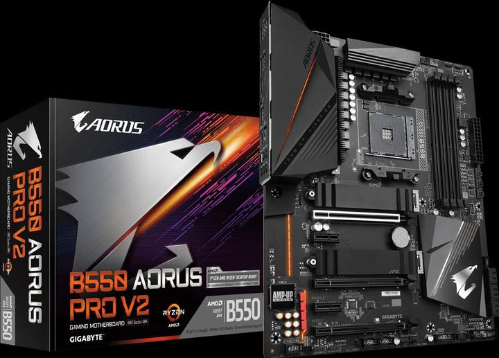 Produktbild Gigabyte MB GBT AMD AM4 B550 Aorus Pro V2 (AM4, AMD B550, ATX)