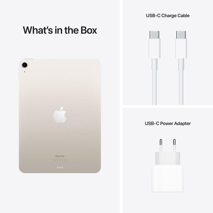 Produktbild Apple iPad Air 2022 (5. Gen) (nur WLAN, 10.90", 64 GB, Starlight)
