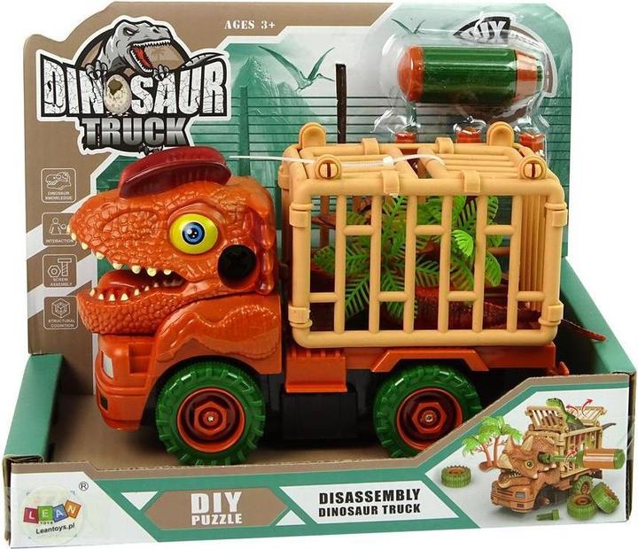 Produktbild Lean Toys Transporter Truck Dinosaur Spinning Orange