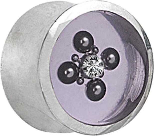 Produktbild Star Piercing Flesh Plug silber schwimmender Kristall silber Epoxy (Organisch, Messing)