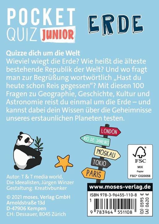 Image du produit MOS51108 - Pocket Quiz Junior - Erde, jeu de cartes, 1+ joueurs, dès 8 ans (édition allemande) (Allemand)