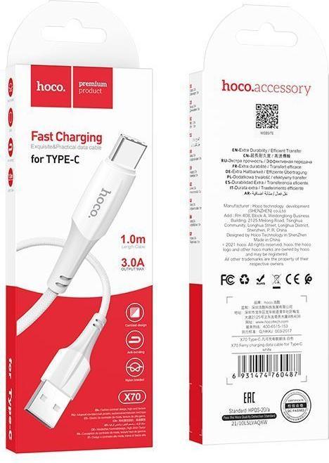 Actual product image Partner Telecom USB-A to USB-C X70, 60W, 3A, 1m, white (1 m)