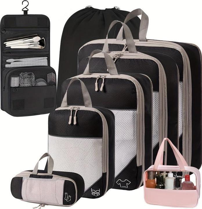 Image du produit Only-Bags.Store Travel Compression Storage Bag Set avec mesh, 8 pièces, idéal pour les voyages, le camping et
